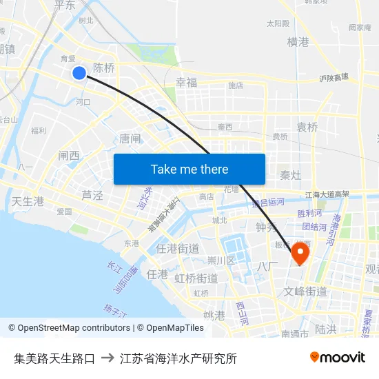 集美路天生路口 to 江苏省海洋水产研究所 map
