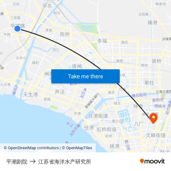 平潮剧院 to 江苏省海洋水产研究所 map