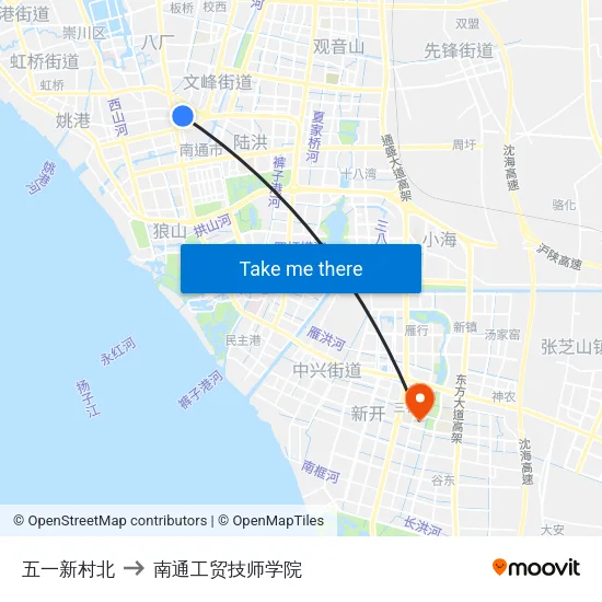 五一新村北 to 南通工贸技师学院 map