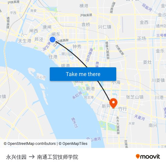 永兴佳园 to 南通工贸技师学院 map