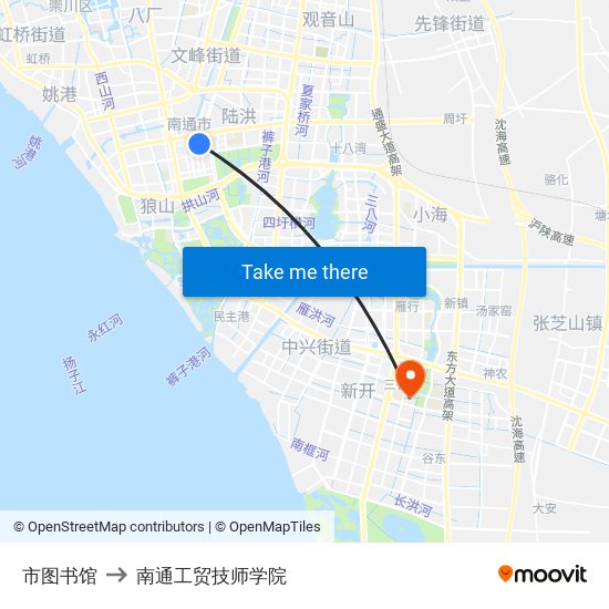 市图书馆 to 南通工贸技师学院 map