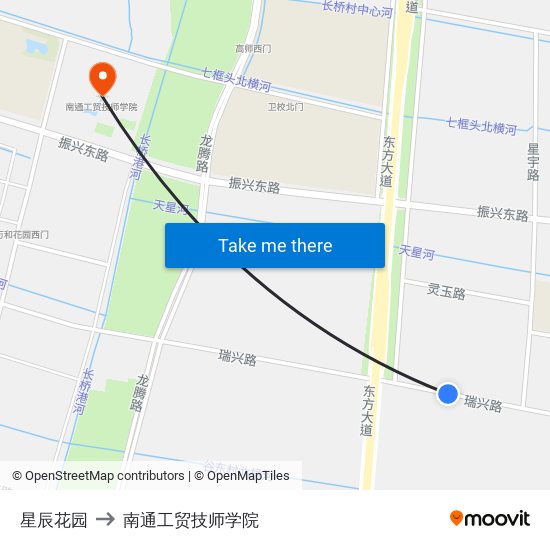 星辰花园 to 南通工贸技师学院 map