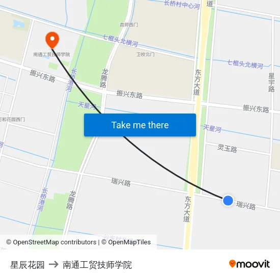 星辰花园 to 南通工贸技师学院 map