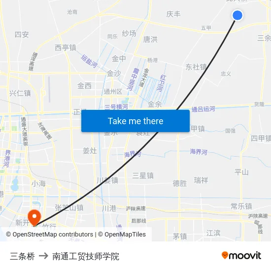 三条桥 to 南通工贸技师学院 map
