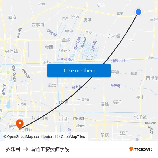 齐乐村 to 南通工贸技师学院 map