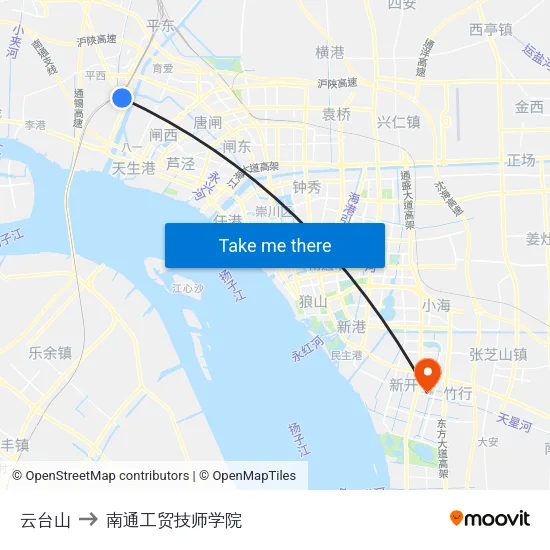 云台山 to 南通工贸技师学院 map