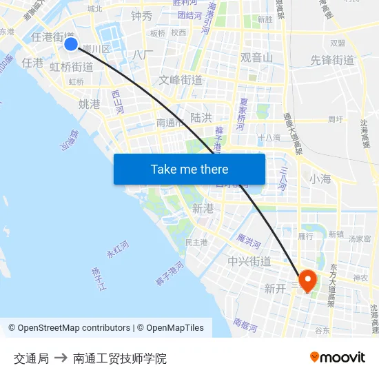 交通局 to 南通工贸技师学院 map
