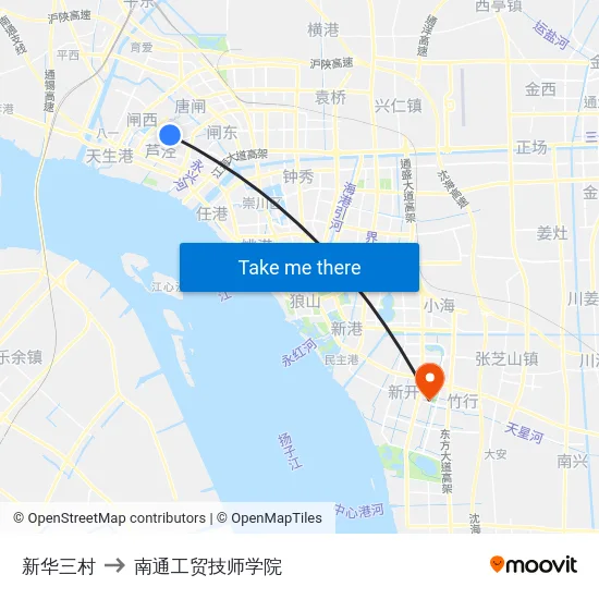 新华三村 to 南通工贸技师学院 map