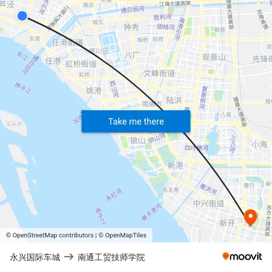 永兴国际车城 to 南通工贸技师学院 map