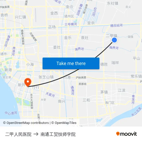 二甲人民医院 to 南通工贸技师学院 map