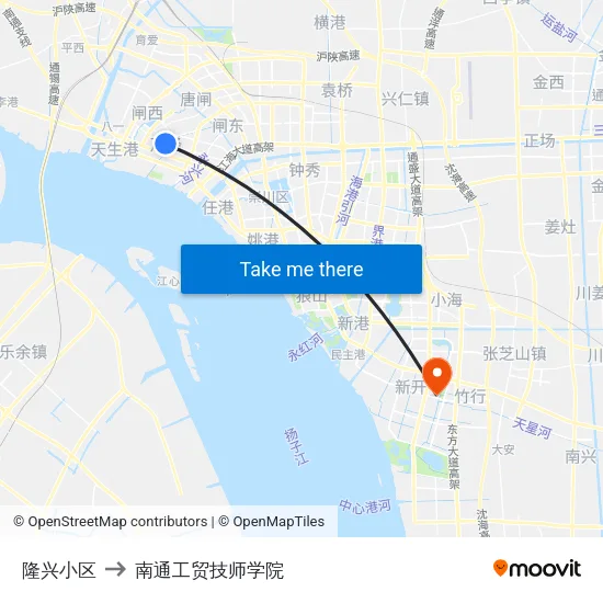 隆兴小区 to 南通工贸技师学院 map