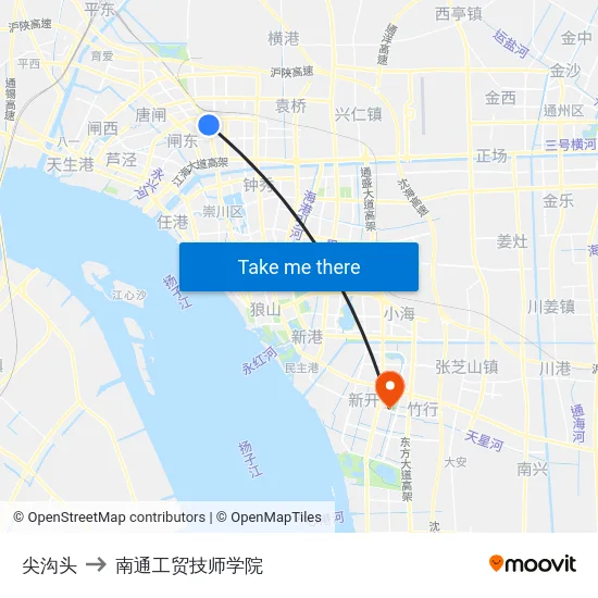 尖沟头 to 南通工贸技师学院 map