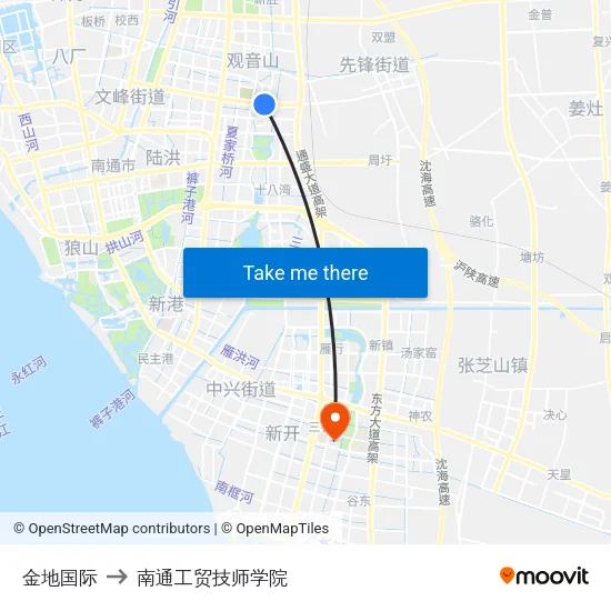金地国际 to 南通工贸技师学院 map