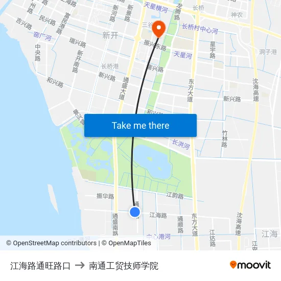江海路通旺路口 to 南通工贸技师学院 map