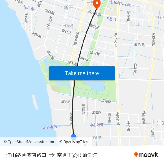 江山路通盛南路口 to 南通工贸技师学院 map