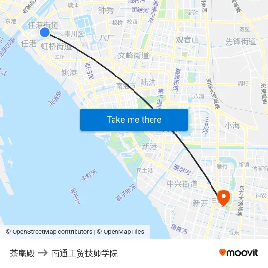 茶庵殿 to 南通工贸技师学院 map