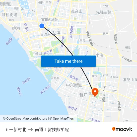 五一新村北 to 南通工贸技师学院 map