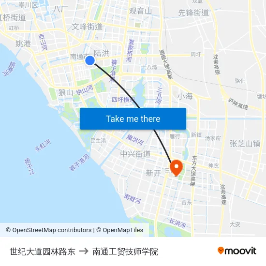 世纪大道园林路东 to 南通工贸技师学院 map