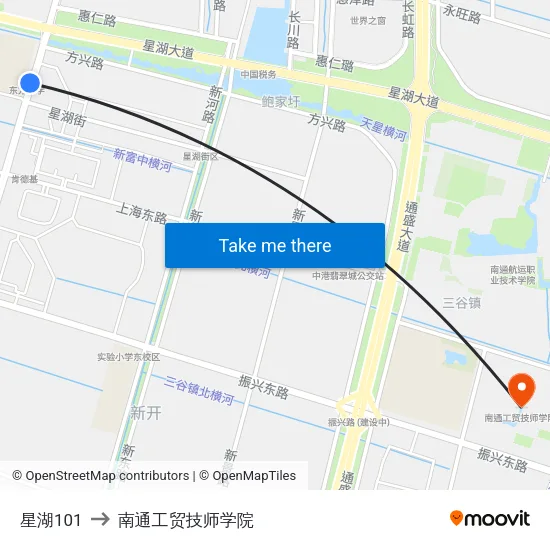 星湖101 to 南通工贸技师学院 map