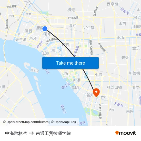 中海碧林湾 to 南通工贸技师学院 map