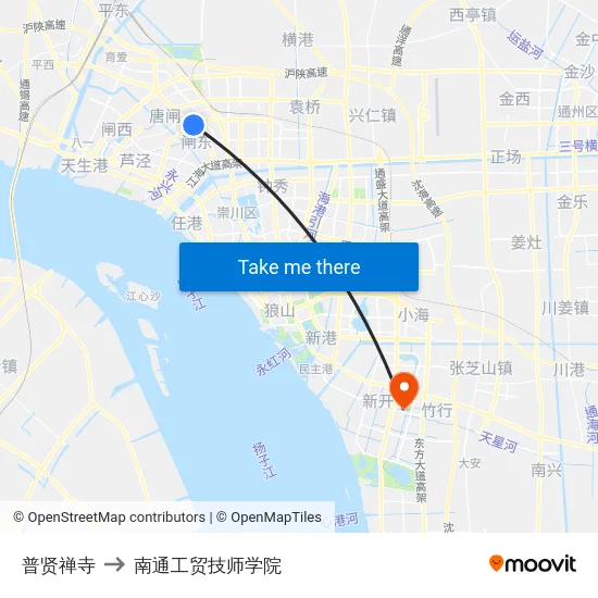 普贤禅寺 to 南通工贸技师学院 map