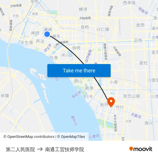 第二人民医院 to 南通工贸技师学院 map