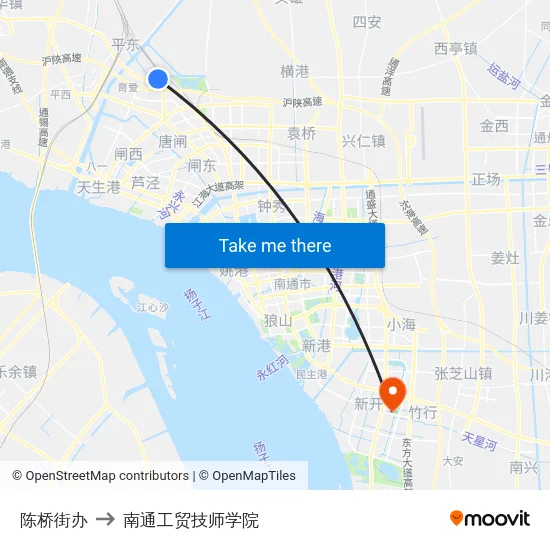 陈桥街办 to 南通工贸技师学院 map