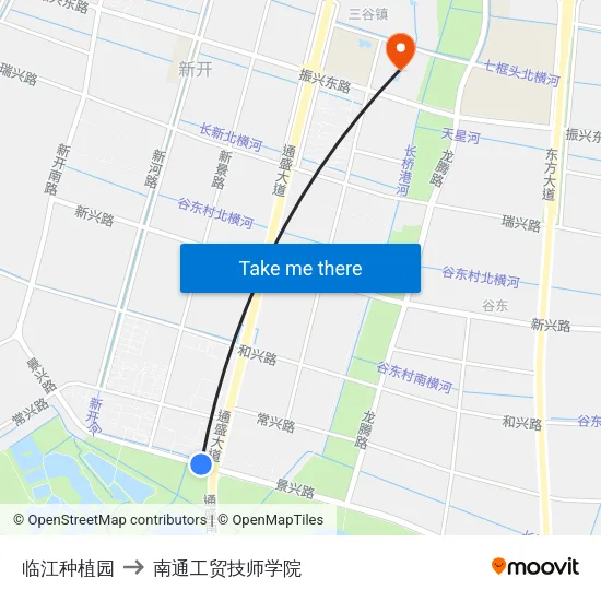临江种植园 to 南通工贸技师学院 map