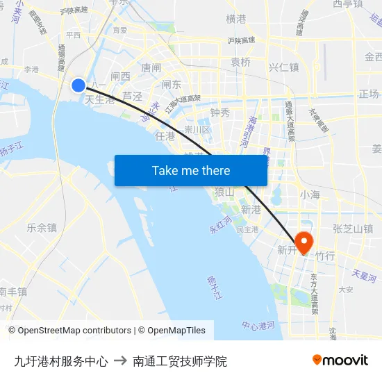 九圩港村服务中心 to 南通工贸技师学院 map