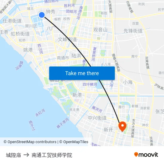 城隍庙 to 南通工贸技师学院 map
