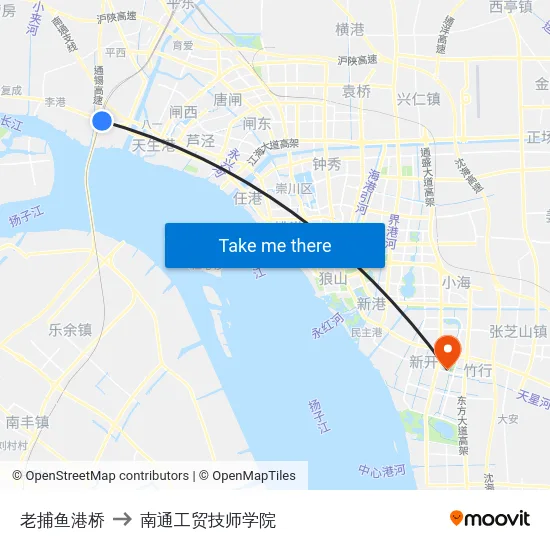 老捕鱼港桥 to 南通工贸技师学院 map
