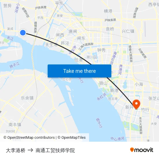大李港桥 to 南通工贸技师学院 map