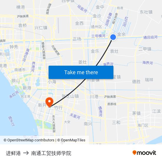 进鲜港 to 南通工贸技师学院 map