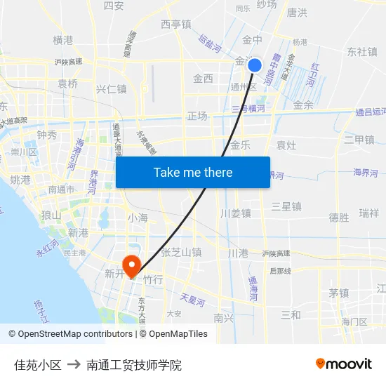 佳苑小区 to 南通工贸技师学院 map