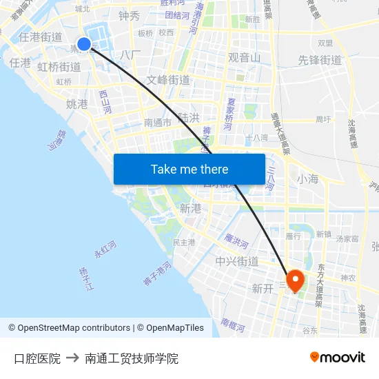 口腔医院 to 南通工贸技师学院 map