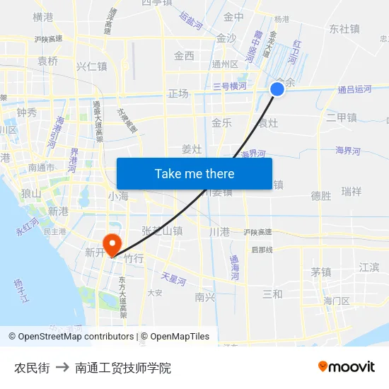 农民街 to 南通工贸技师学院 map