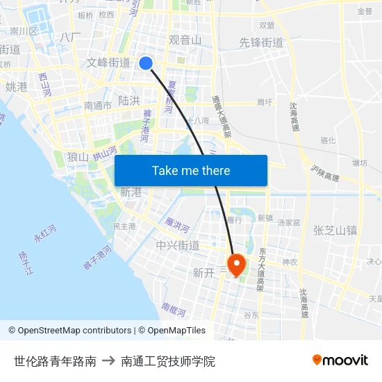 世伦路青年路南 to 南通工贸技师学院 map