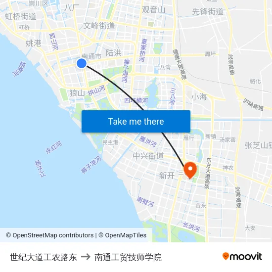 世纪大道工农路东 to 南通工贸技师学院 map