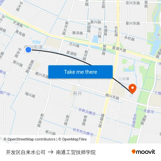 开发区自来水公司 to 南通工贸技师学院 map