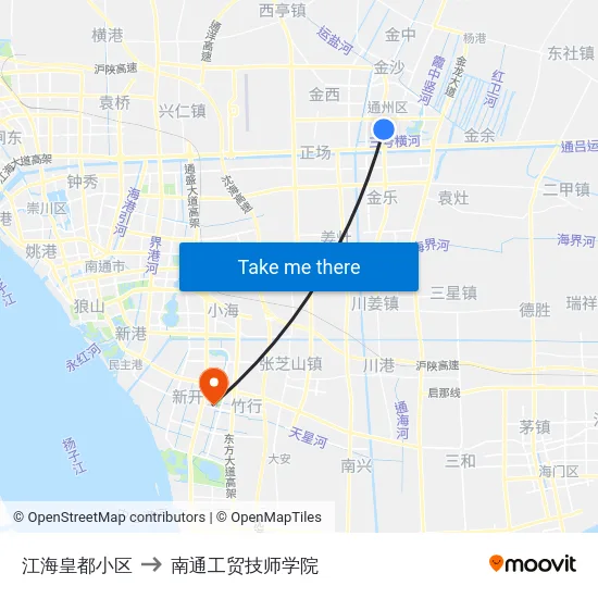 江海皇都小区 to 南通工贸技师学院 map