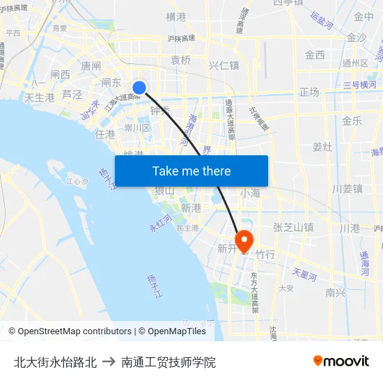 北大街永怡路北 to 南通工贸技师学院 map