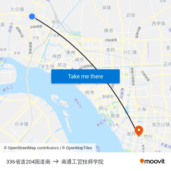 336省道204国道南 to 南通工贸技师学院 map