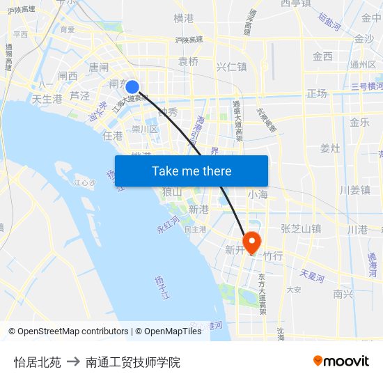 怡居北苑 to 南通工贸技师学院 map