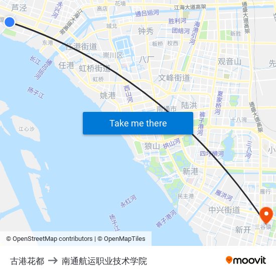 古港花都 to 南通航运职业技术学院 map