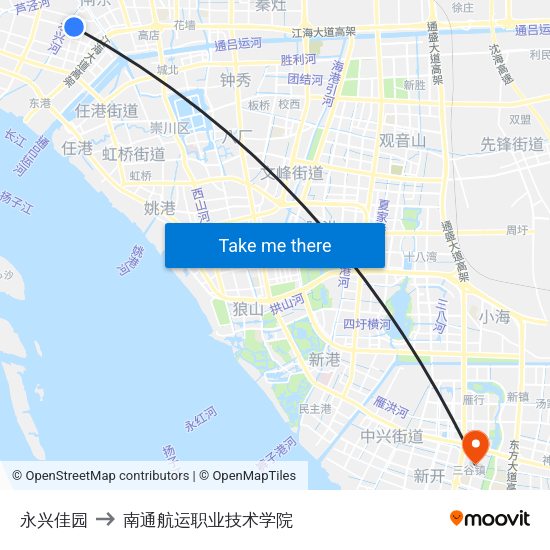 永兴佳园 to 南通航运职业技术学院 map