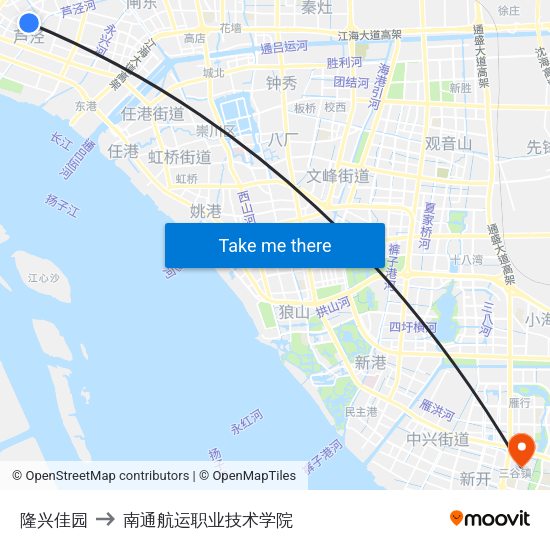 隆兴佳园 to 南通航运职业技术学院 map