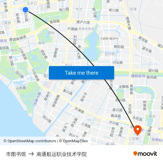 市图书馆 to 南通航运职业技术学院 map