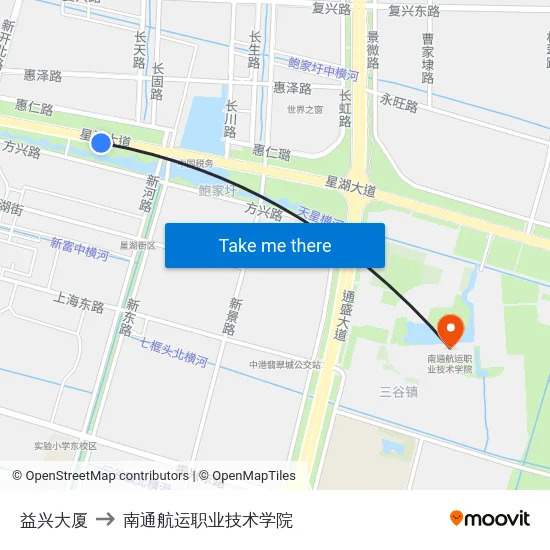 益兴大厦 to 南通航运职业技术学院 map