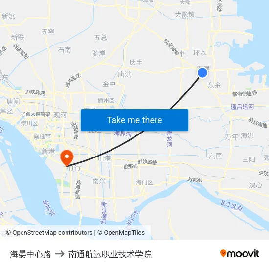 海晏中心路 to 南通航运职业技术学院 map