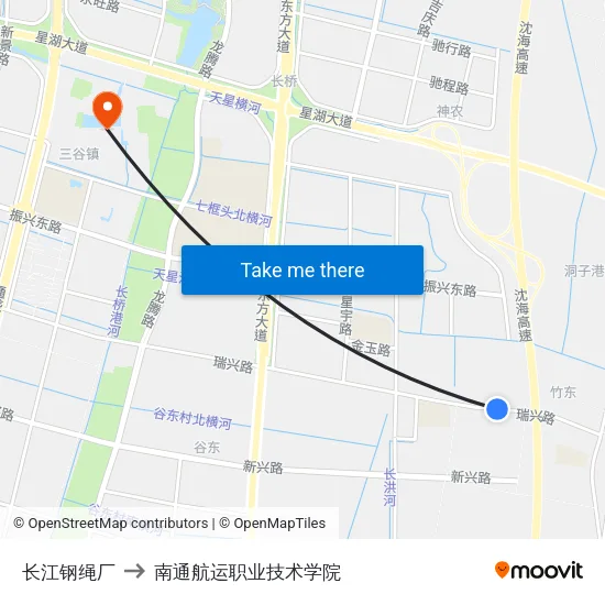 长江钢绳厂 to 南通航运职业技术学院 map